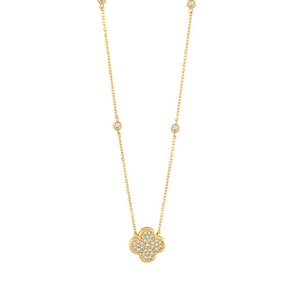 Pave CZ Clover Pendant Necklace - Picture 1 of 1